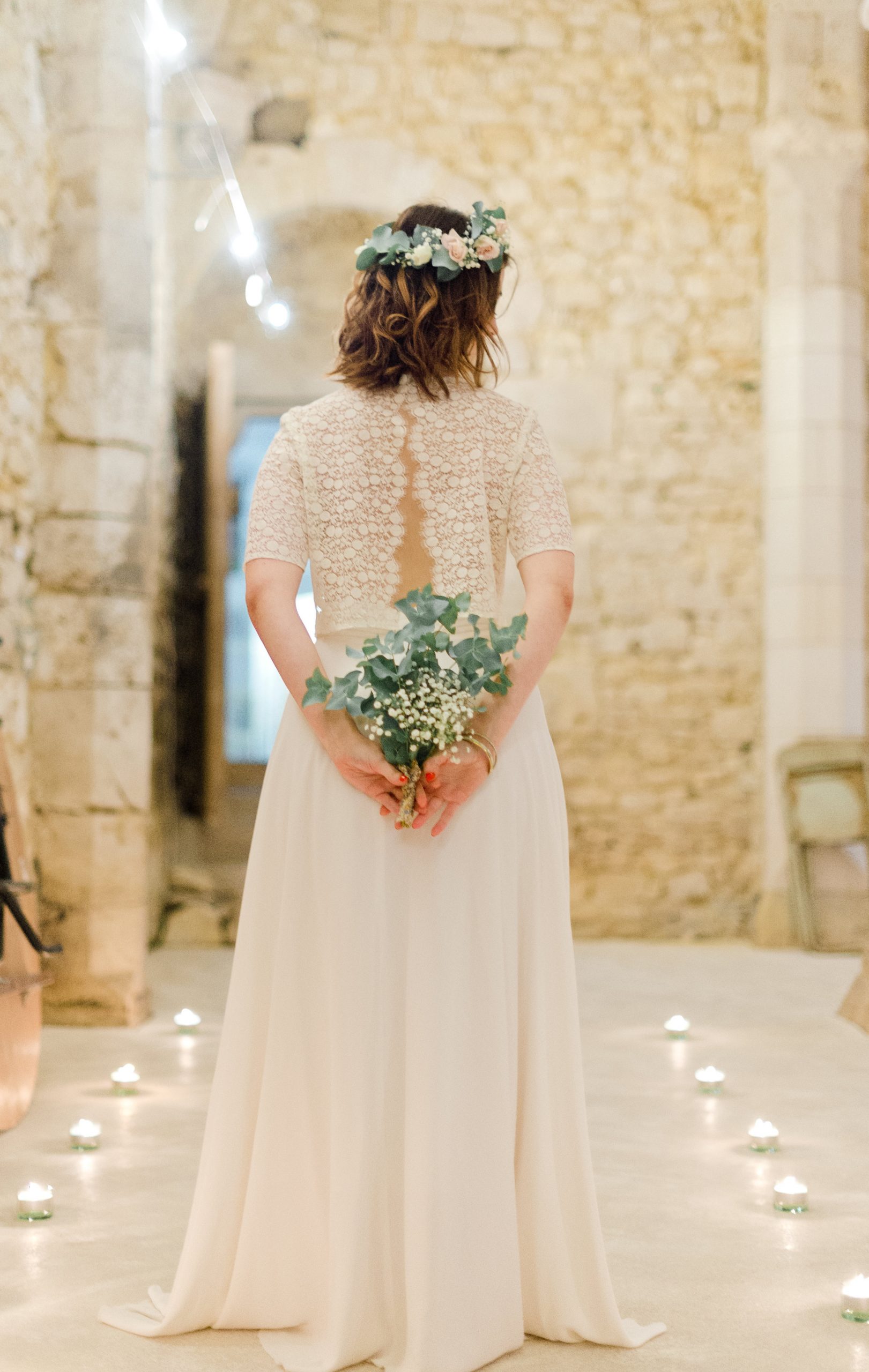 Location robe de mariée La Rochelle ensemble Amandine dos cave